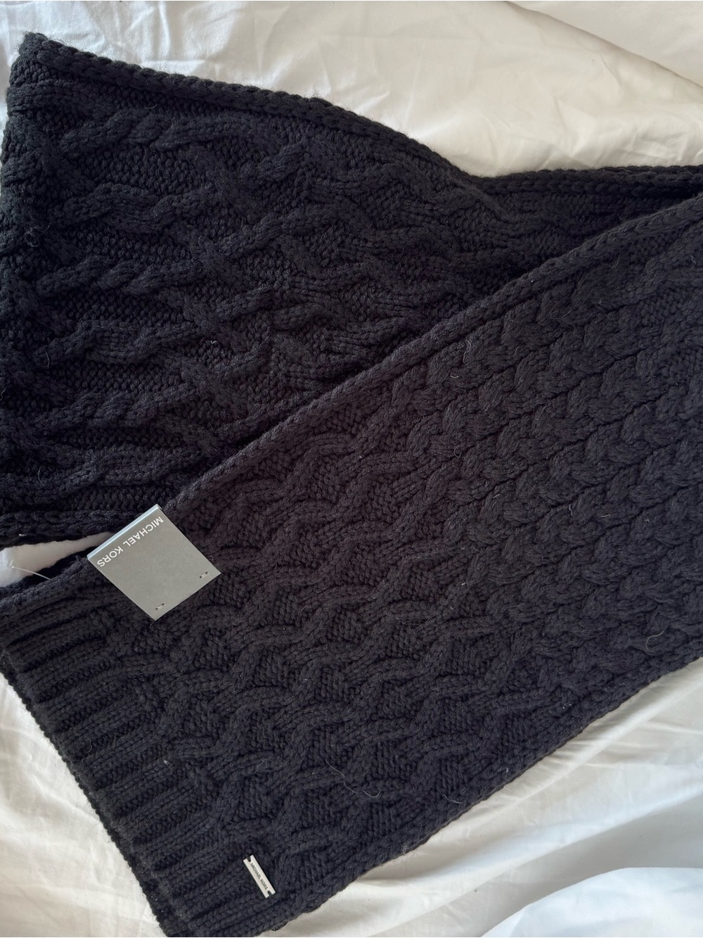 NWT Michael Kors Black Cable Knit Scarf